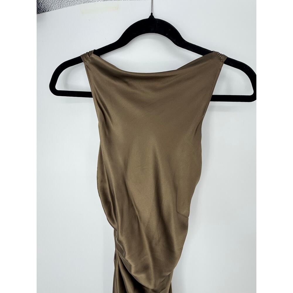NWT Reformation Anais 100% Silk Open Back Maxi Dress in Morel Brown Size 0 - Picture 4 of 10